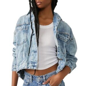 Free People Opal Denim Swing Jacket in Ocean Night